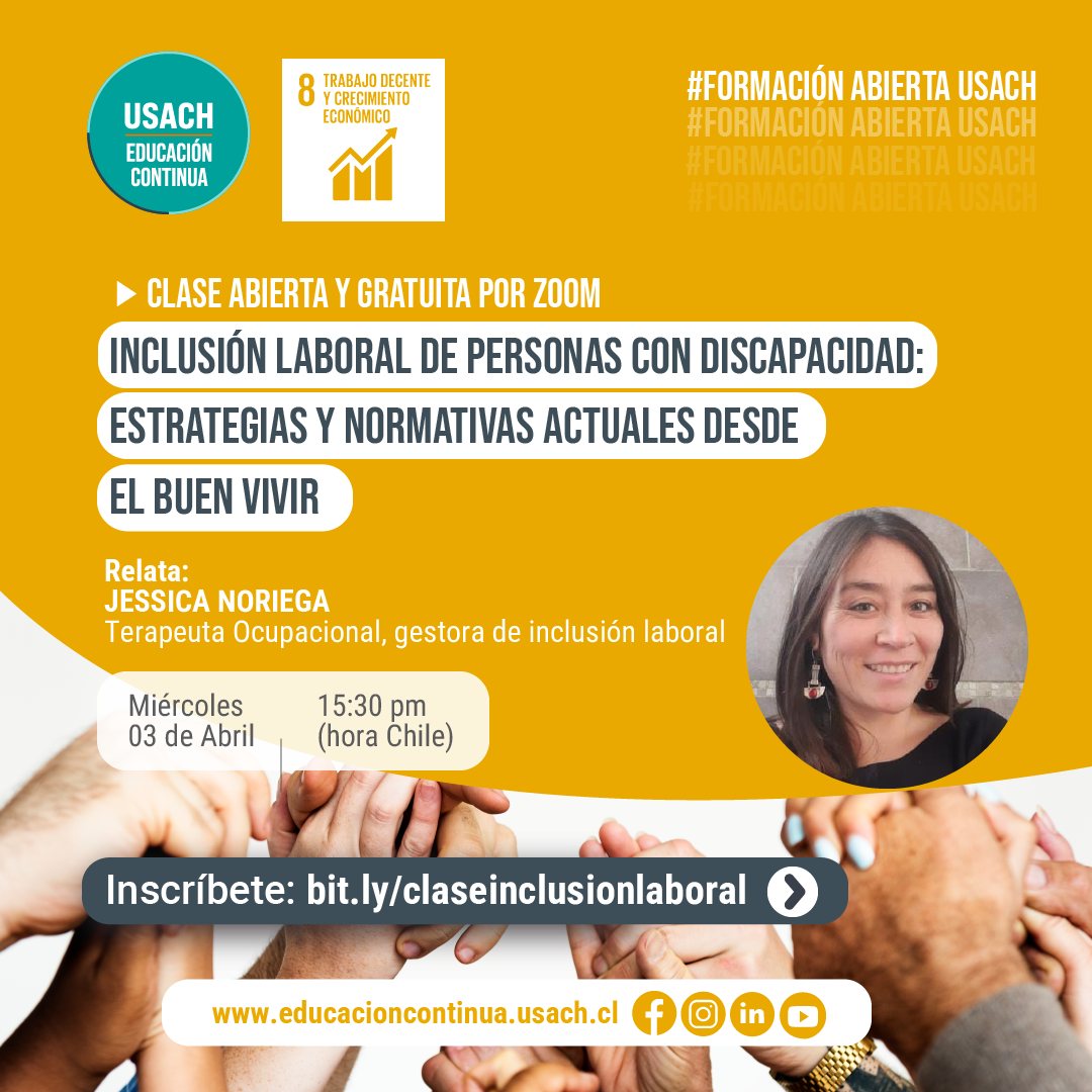 Clase abierta y gratuita | Inclusión laboral de personas con discapacidad: Estrategias y normativas actuales desde el Buen Vivir