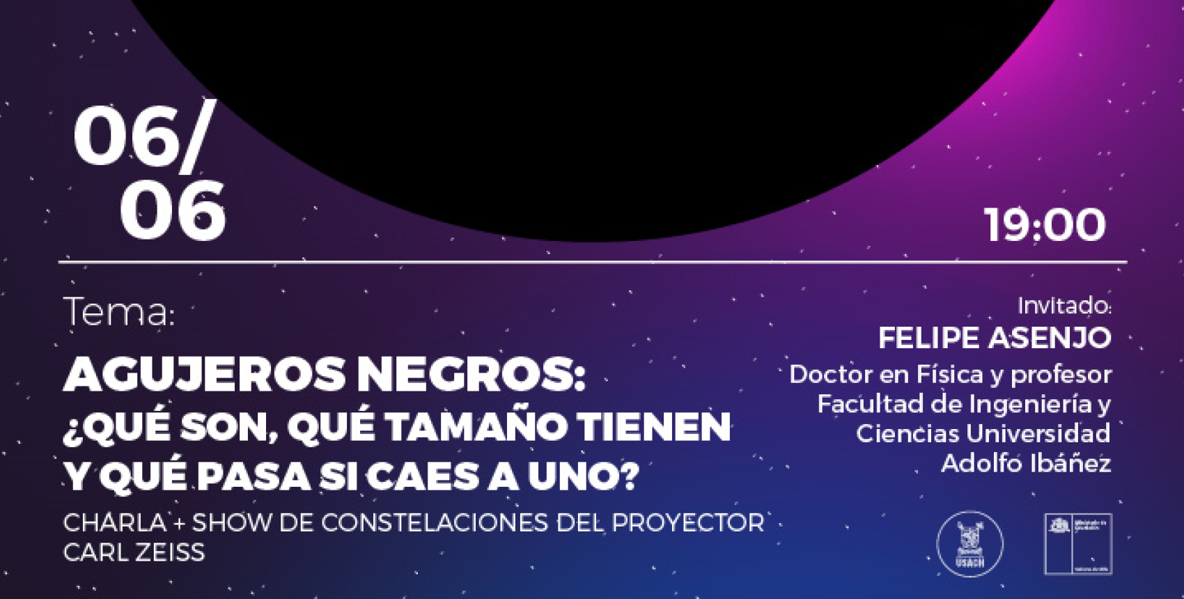Planetario Usach: Charla de divulgación científica sobre agujeros negros